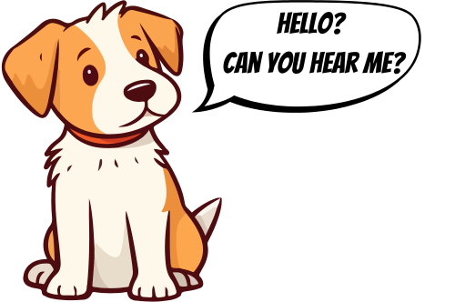 Dog communication dog asking "can you hear me" representing a dog trying to communicate with human