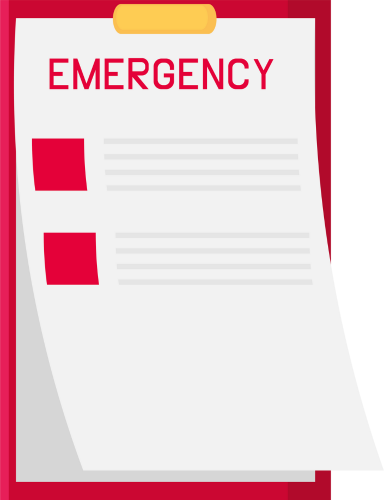 Emergency Action Plan red clipboard with an emergency action plan that is as important as a return home policy